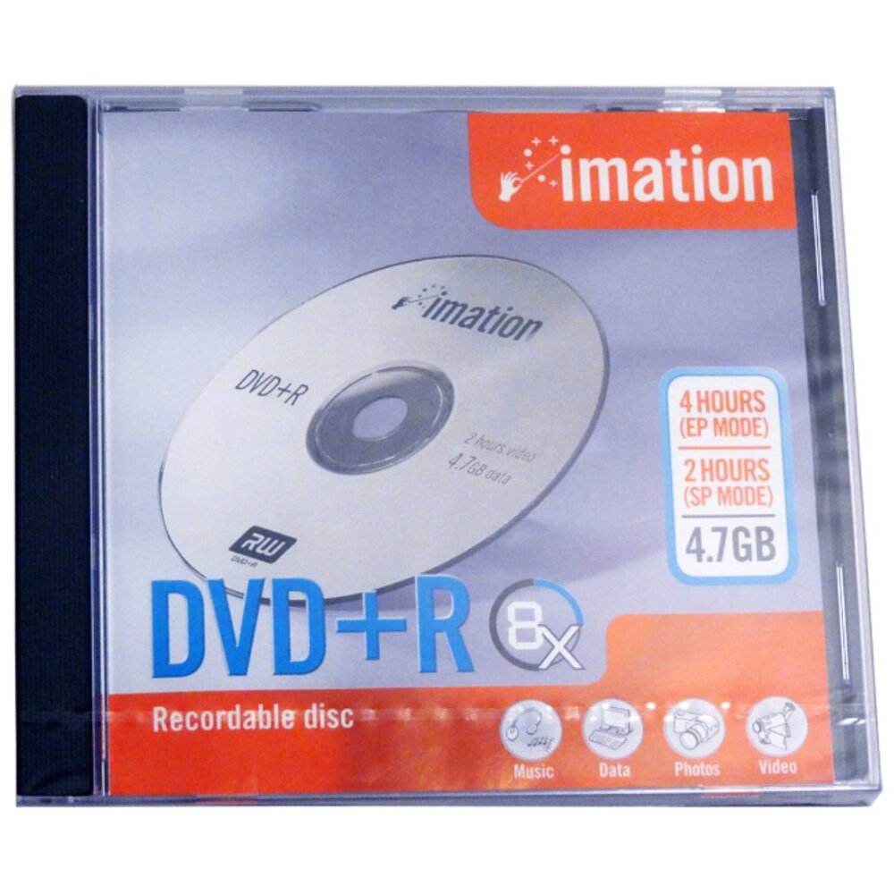 Imation 8X DVD+R 4.7GB Recordable Disc With Case -17087, 10 Pack